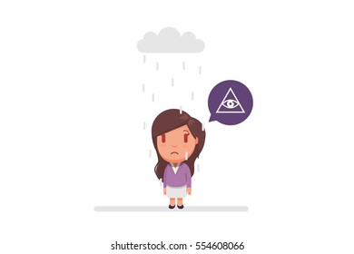 Sad woman under a cloud