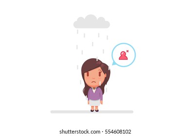 Sad woman under a cloud
