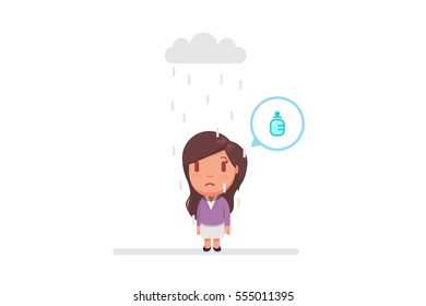 Sad woman under a cloud