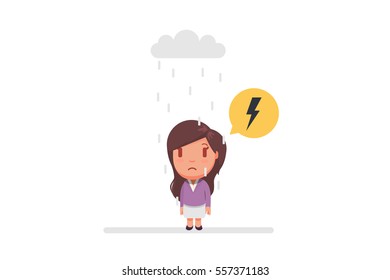 Sad woman under a cloud
