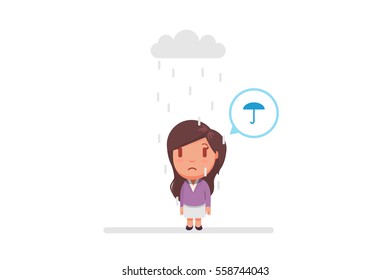 Sad woman under a cloud