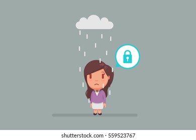 Sad woman under a cloud