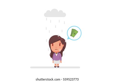 Sad woman under a cloud