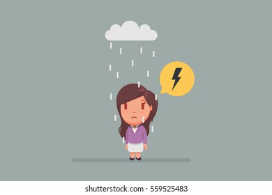 Sad woman under a cloud