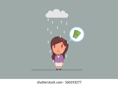 Sad woman under a cloud