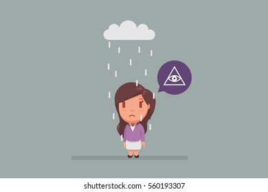Sad woman under a cloud