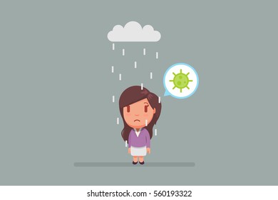 Sad woman under a cloud