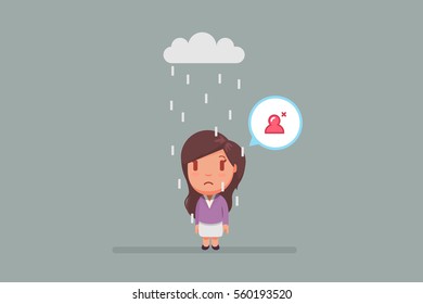 Sad woman under a cloud