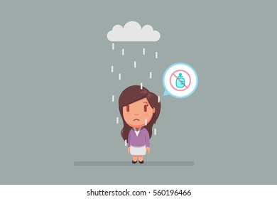 Sad woman under a cloud