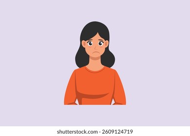 Sad woman's face. Face expressions Concept. Colored flat vector illustration isolated