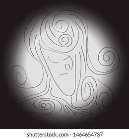The sad women vector hand drawing