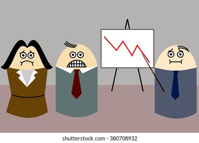 sad work team seeing bad results on a graphic