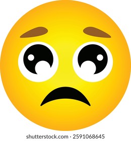 Sad Worried Emoji Face Expression Vector Illustration