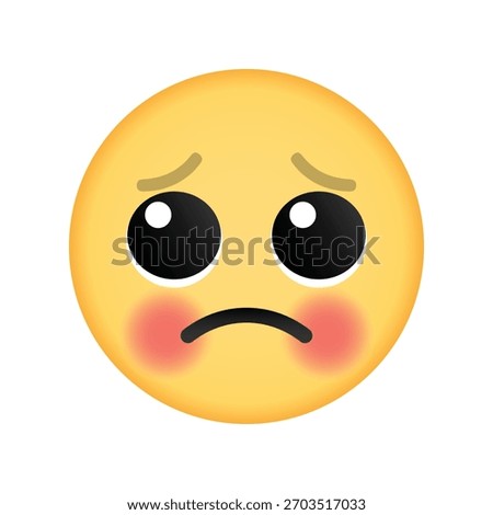 Sad yellow emoji face with pleading eyes and flushed cheeks