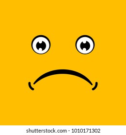 Sad. Yellow emoticon sadness face, vector illustration