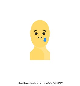 Sad yellow smiley. Like social icon. Button for expressing social emoji. Flat vector illustration EPS 10