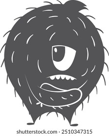 Sad yeti character. Cute monster black silhouette