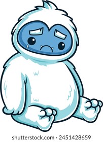 Sad yeti monster vector illustration