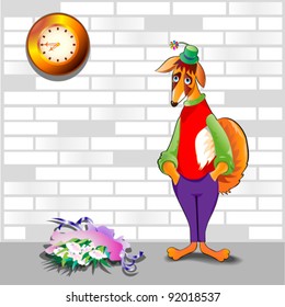 Sad young fox costs under hours, having lost hope for a meeting  with the girl-friend. Young fox. Young fox.