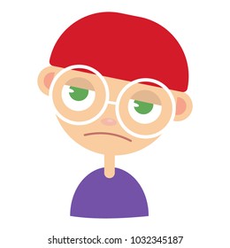sad young hipster. vector illustration.