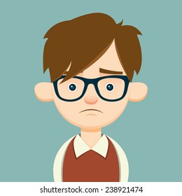 sad young hipster. vector illustration. eps10