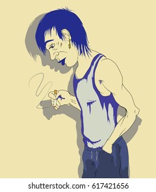 A sad young man, an alcoholic and a drug addict.