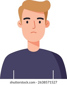 Sad Young Man Illustration Depressed, Unhappy, Disappointed, Sorrowful Cartoon Character