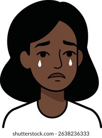 Sad Young Woman Crying Illustration of Emotional Distress