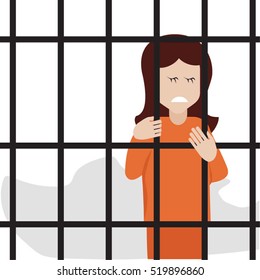  Sad Young Woman In Jail