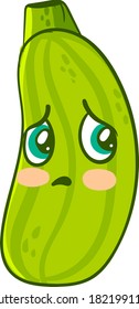 Triste zucchini, ilustración, vector sobre fondo blanco