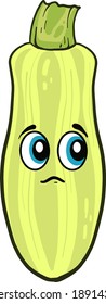 Sad zucchini , illustration, vector on white background