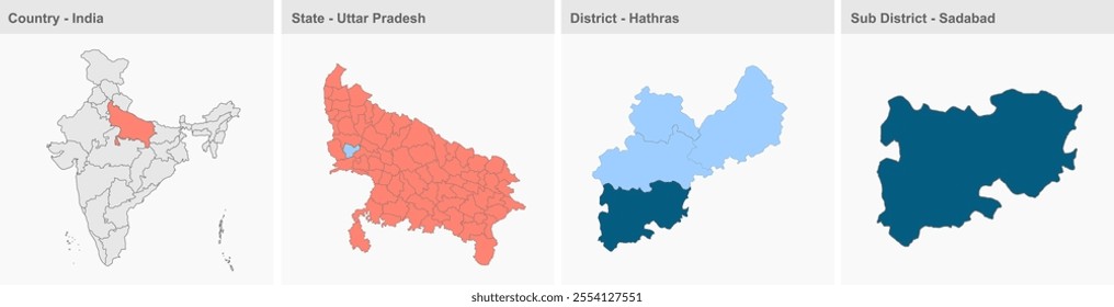 Sadabad map, Hathras District, Uttar Pradesh State, Republic of India, Government of  Uttar Pradesh, Indian territory, Eastern India, politics, village, tourism