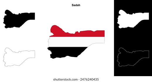 Sadah Governorate Outline Map Set