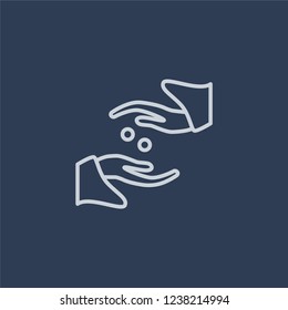 Sadaqah icon. Trendy flat vector line Sadaqah icon on dark blue background from Religion  collection. 