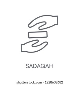 Sadaqah linear icon. Modern outline Sadaqah logo concept on white background from Religion-2 collection. Suitable for use on web apps, mobile apps and print media.