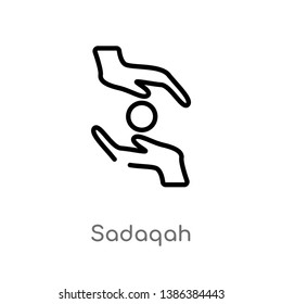 sadaqah vector line icon. Simple element illustration. sadaqah outline icon from religion-2 concept. Can be used for web and mobile