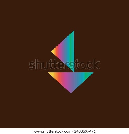 sadden on the colorful triangle in front of the background