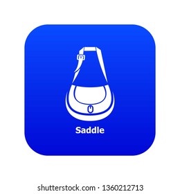 Saddle bag icon blue vector isolated on white background