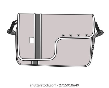 Bolsa de silla de montar diseño de maqueta de Vector Plantilla plano técnico.