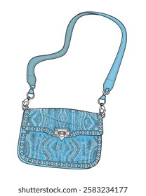 Saddle bags for girls vector mockup template technical technical line drawing.