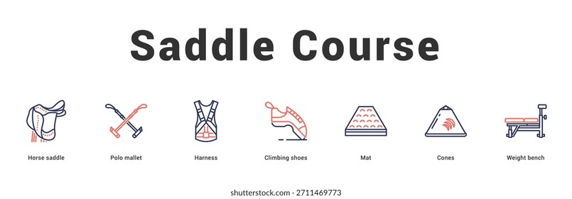 Saddle Course Modern and clean web banner illustration featuring thematic icons for visual communication