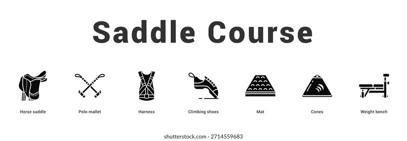 Saddle Course Modern and clean web banner illustration featuring thematic icons for visual communication