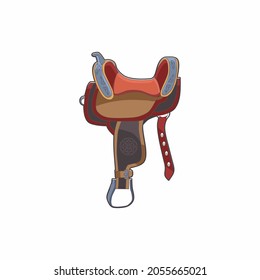 Saddle for a horse. Horse teams. White background. Vector. 