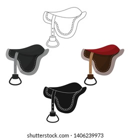 Saddle icon in cartoon,black style isolated on white background. Hippodrome and horse symbol stock vector illustration.
