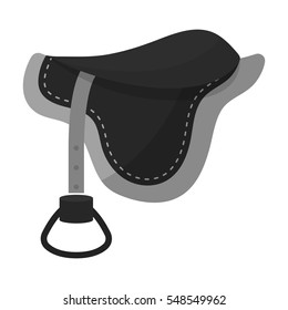 Saddle Icon In Monochrome Style Isolated On White Background. Hippodrome And Horse Symbol Stock Vector Illustration.