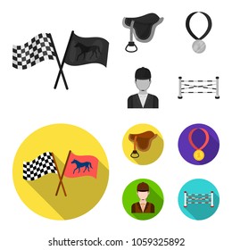Saddle, medal, champion, winner .Hippodrome and horse set collection icons in monochrome,flat style vector symbol stock illustration web.