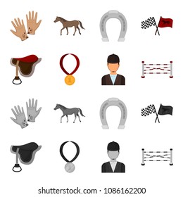 Saddle, medal, champion, winner .Hippodrome and horse set collection icons in cartoon,monochrome style vector symbol stock illustration web.