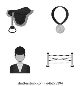 Saddle, medal, champion, winner .Hippodrome and horse set collection icons in monochrome style vector symbol stock illustration web.