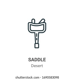 Saddle outline vector icon. Thin line black saddle icon, flat vector simple element illustration from editable wild west concept isolated stroke on white background