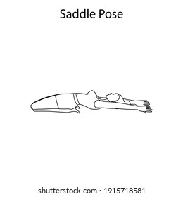 Esquema de entrenamiento de yoga Saddle Pose sobre el fondo blanco. Ilustración del vector
